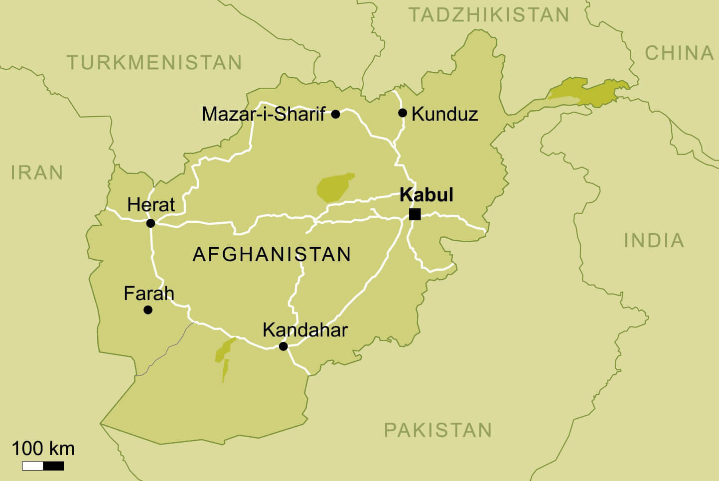 vector map of Afghanistan with important cities